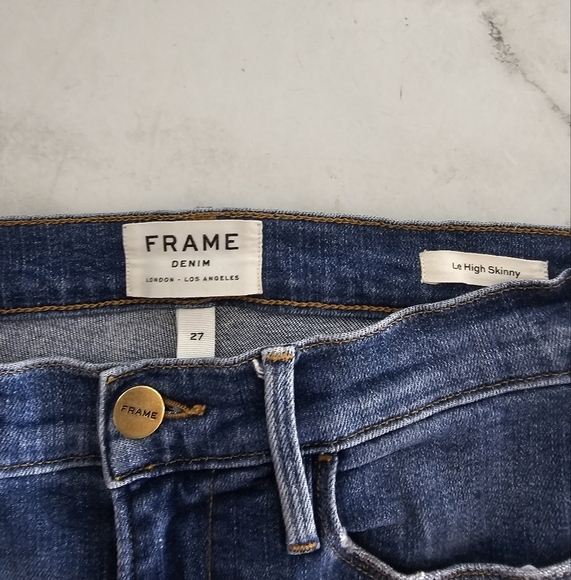 FRAME Denim Le High Skinny Stud Blue Jeans 27 Preowned - Picture 7 of 8